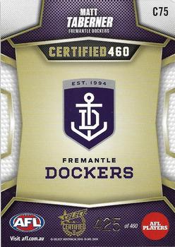 2016 Select AFL Certified - Certified 460 #C75 Matt Taberner Back